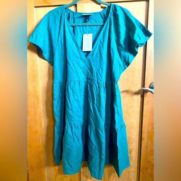 Teal V-Neck Dress - Picture 3 of 3